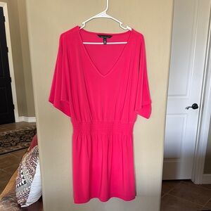 Vibrant Pink V-Neck Dress